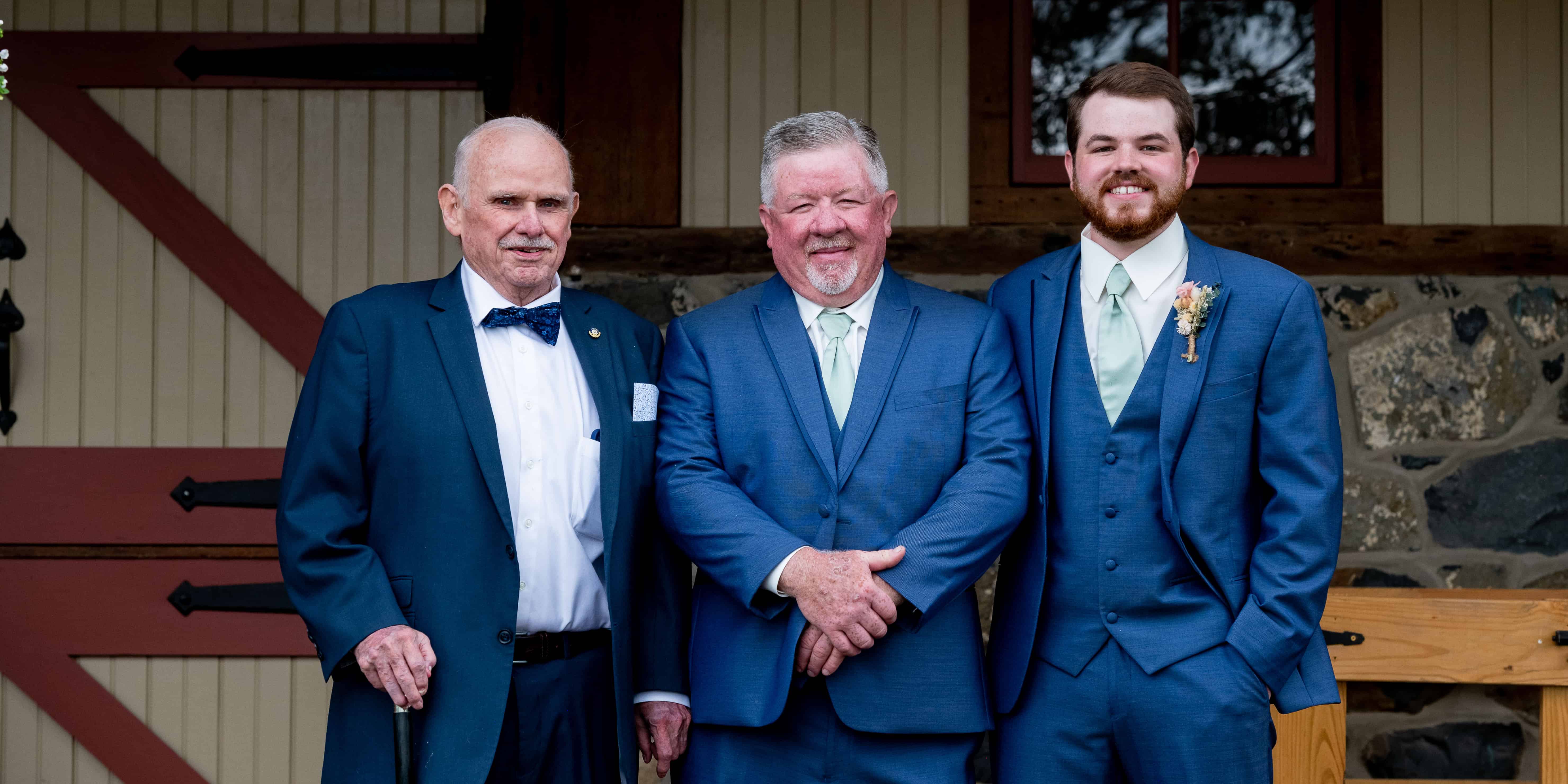 groom with dad and grandfather