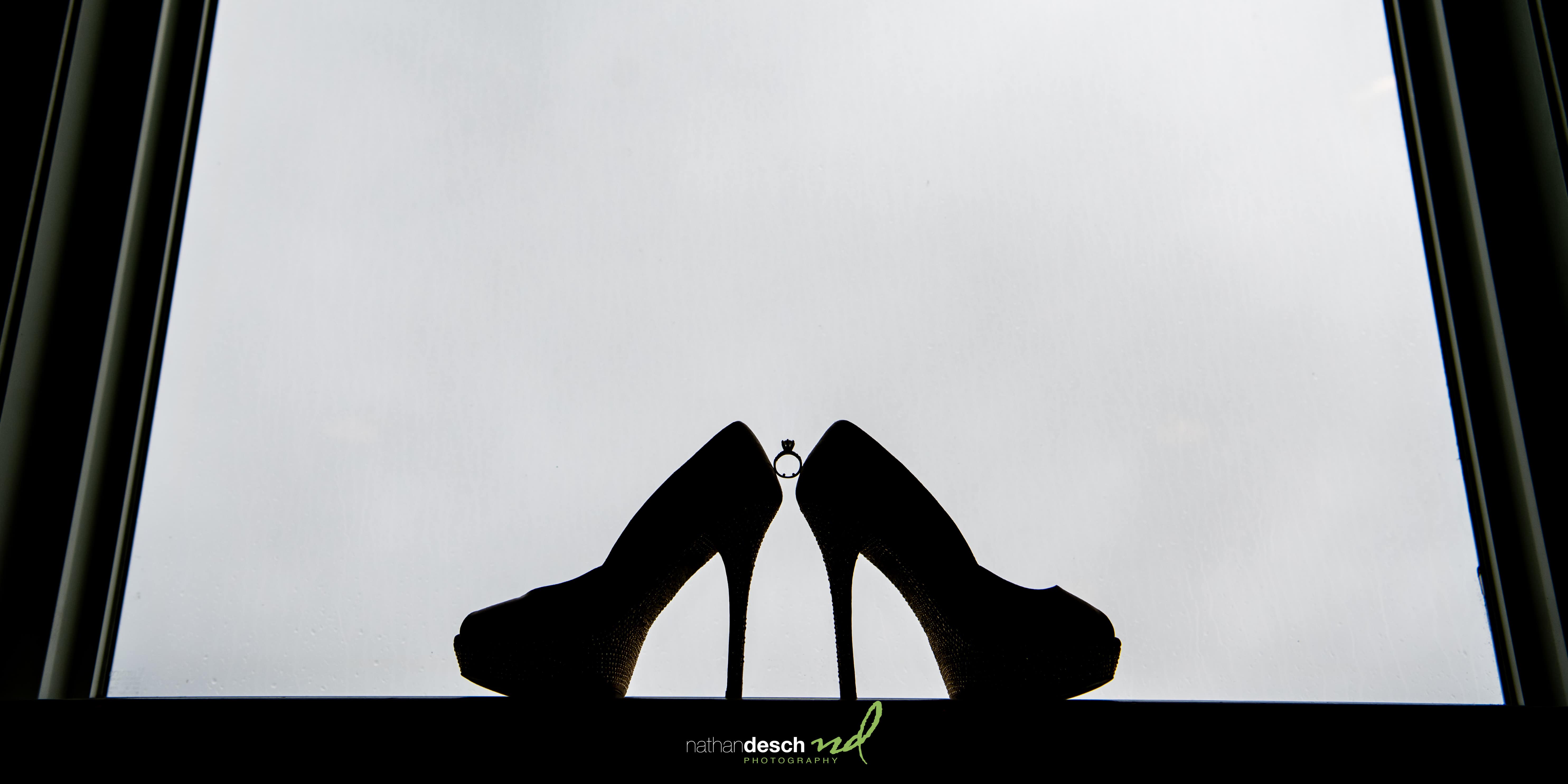 Bride shoes at wedding ring