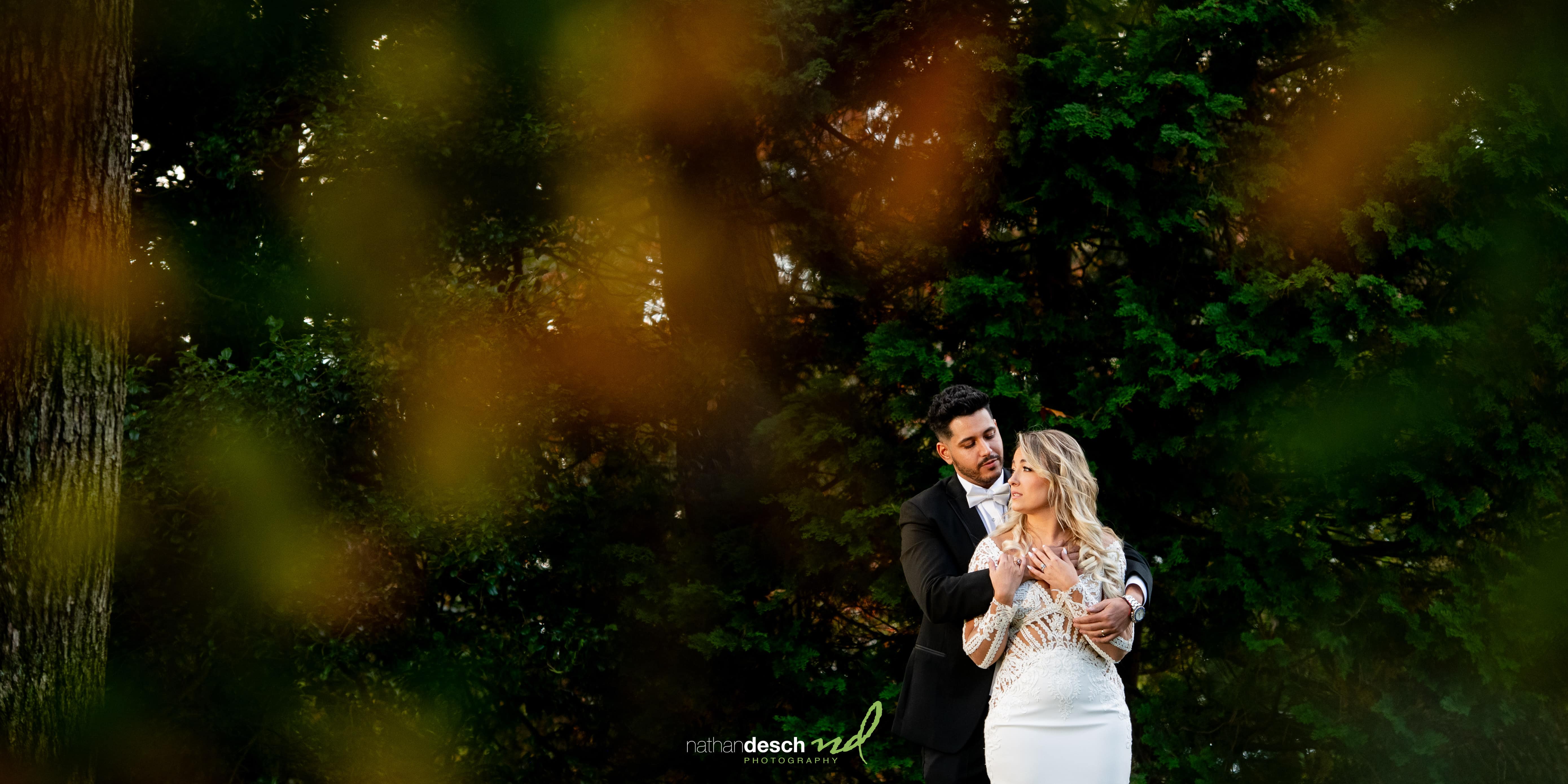 Bride and groom at Drumore estate in the fall
