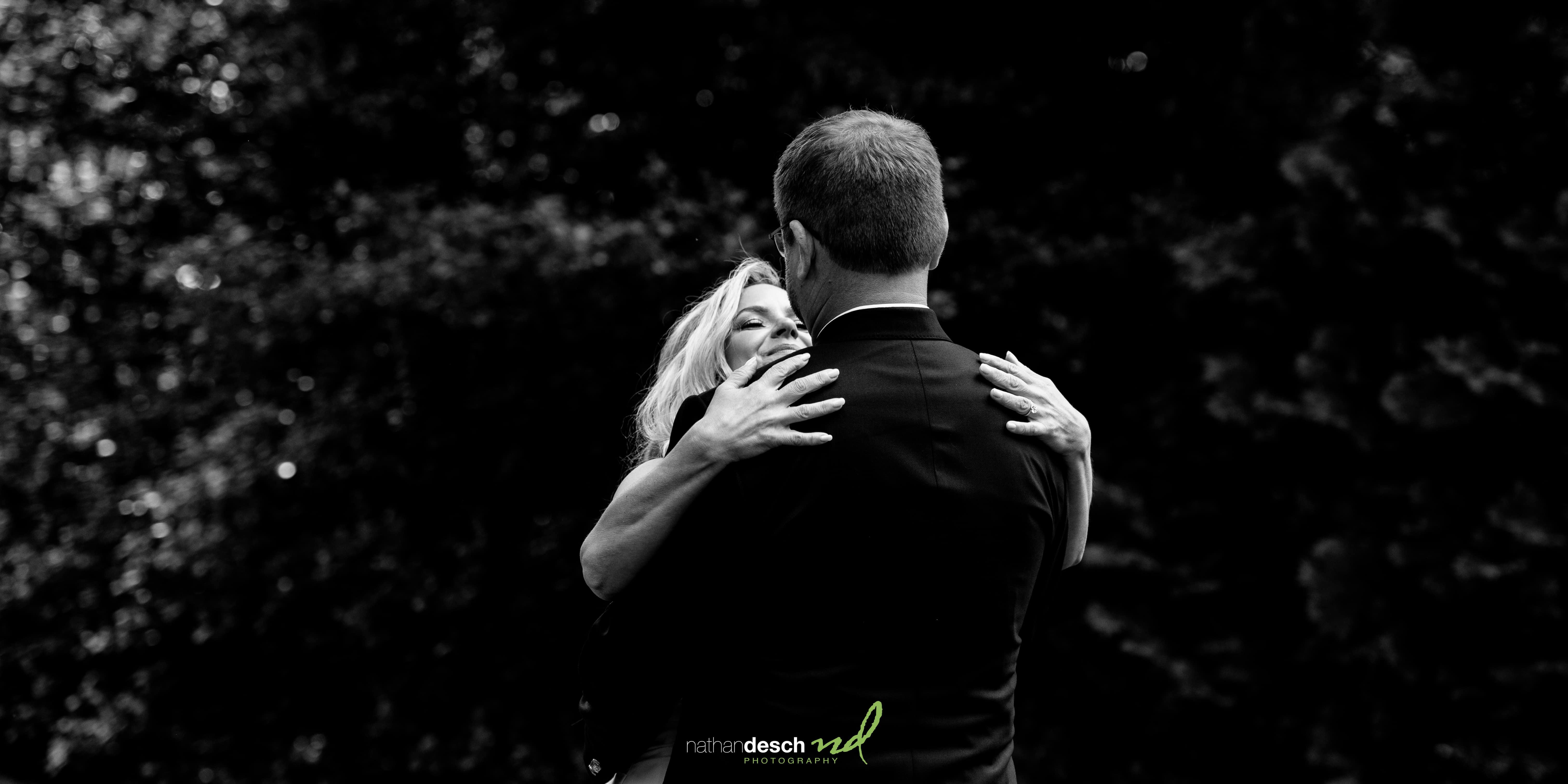 timeless black and white photo of bride and groom
