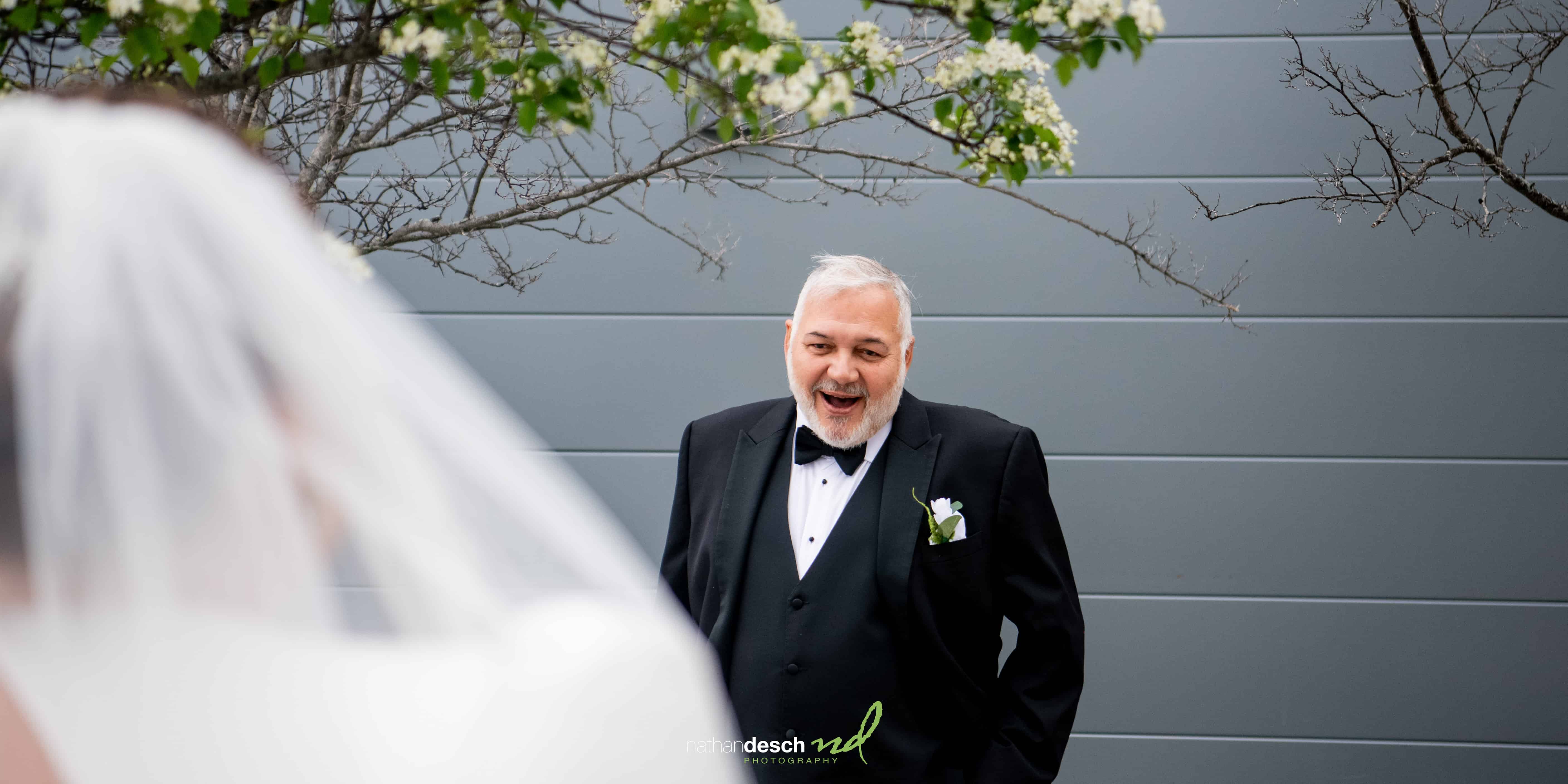 bride's first look with her dad