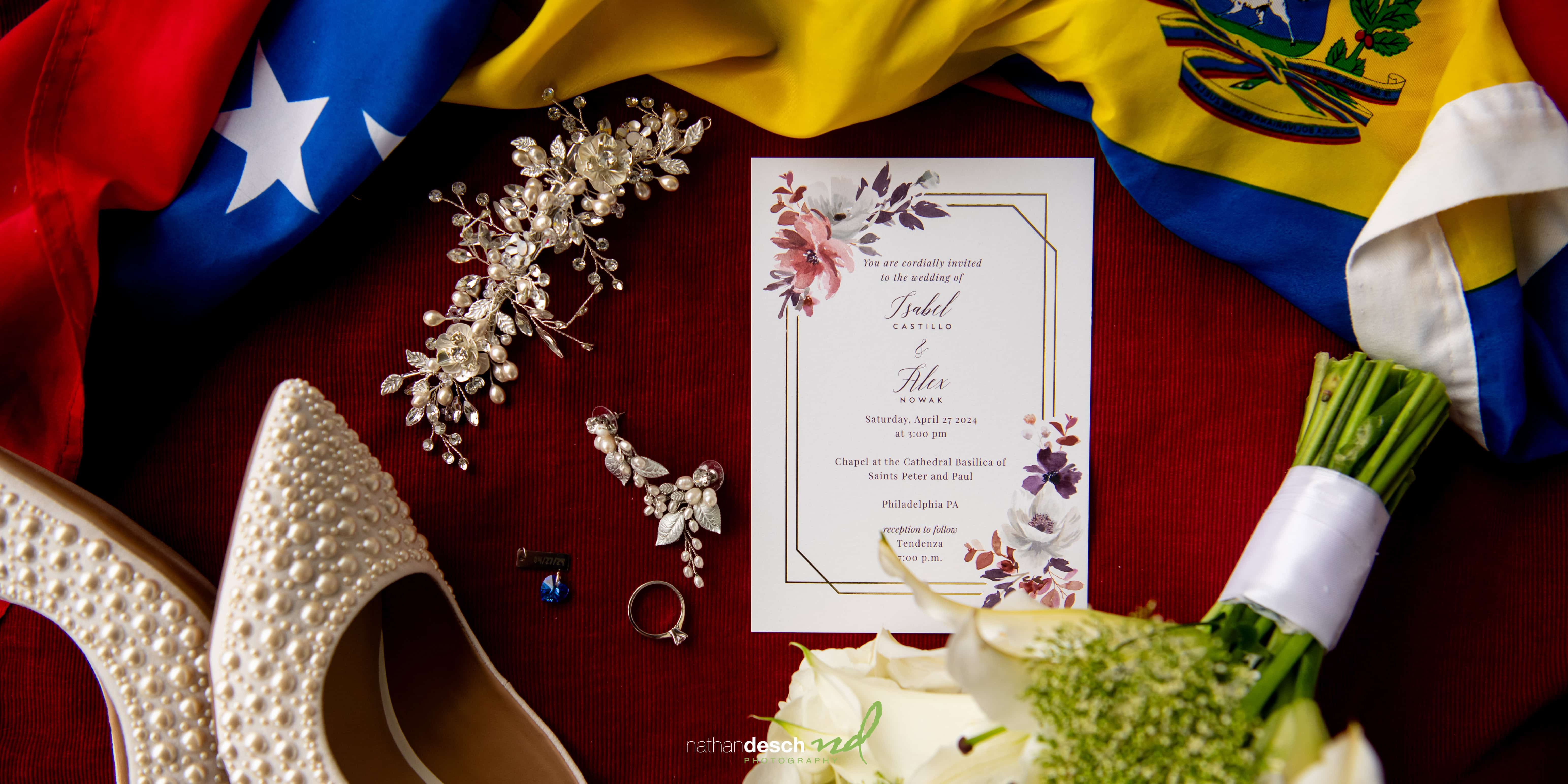 Flat lay from Venezuelan Wedding