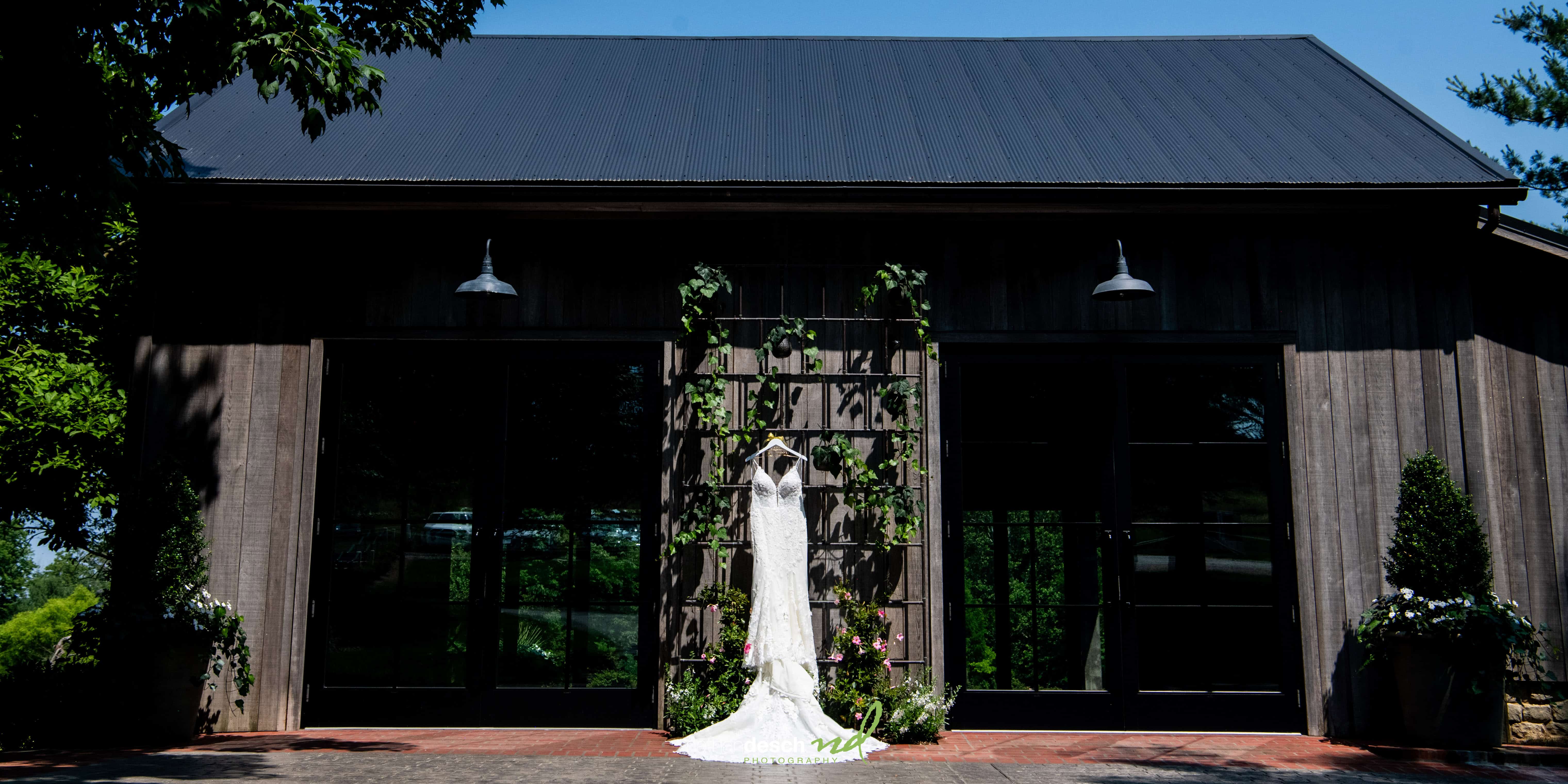 Bride's dress hanging