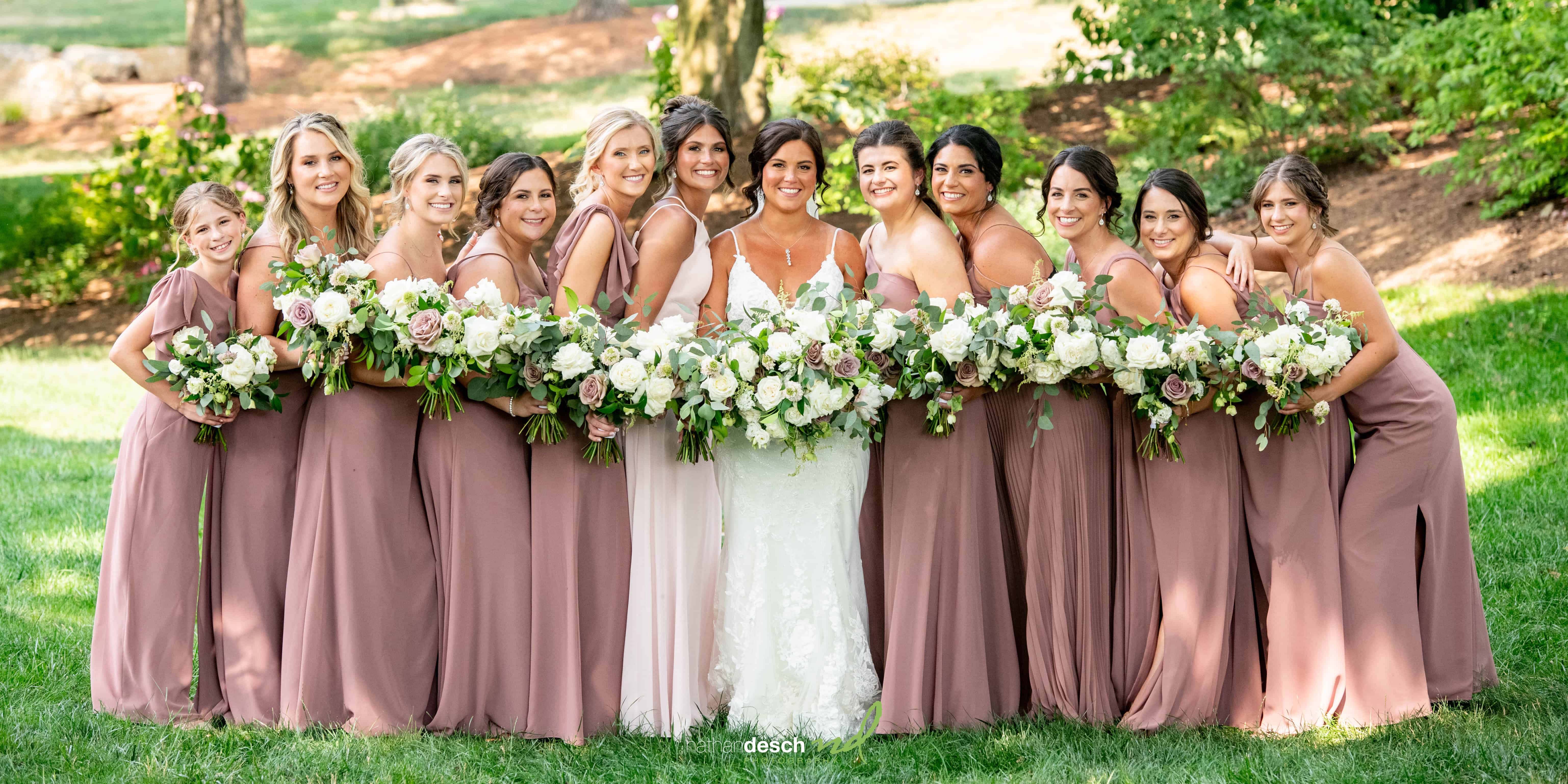 Bride and Bridesmaids at the farm at eagles ridge