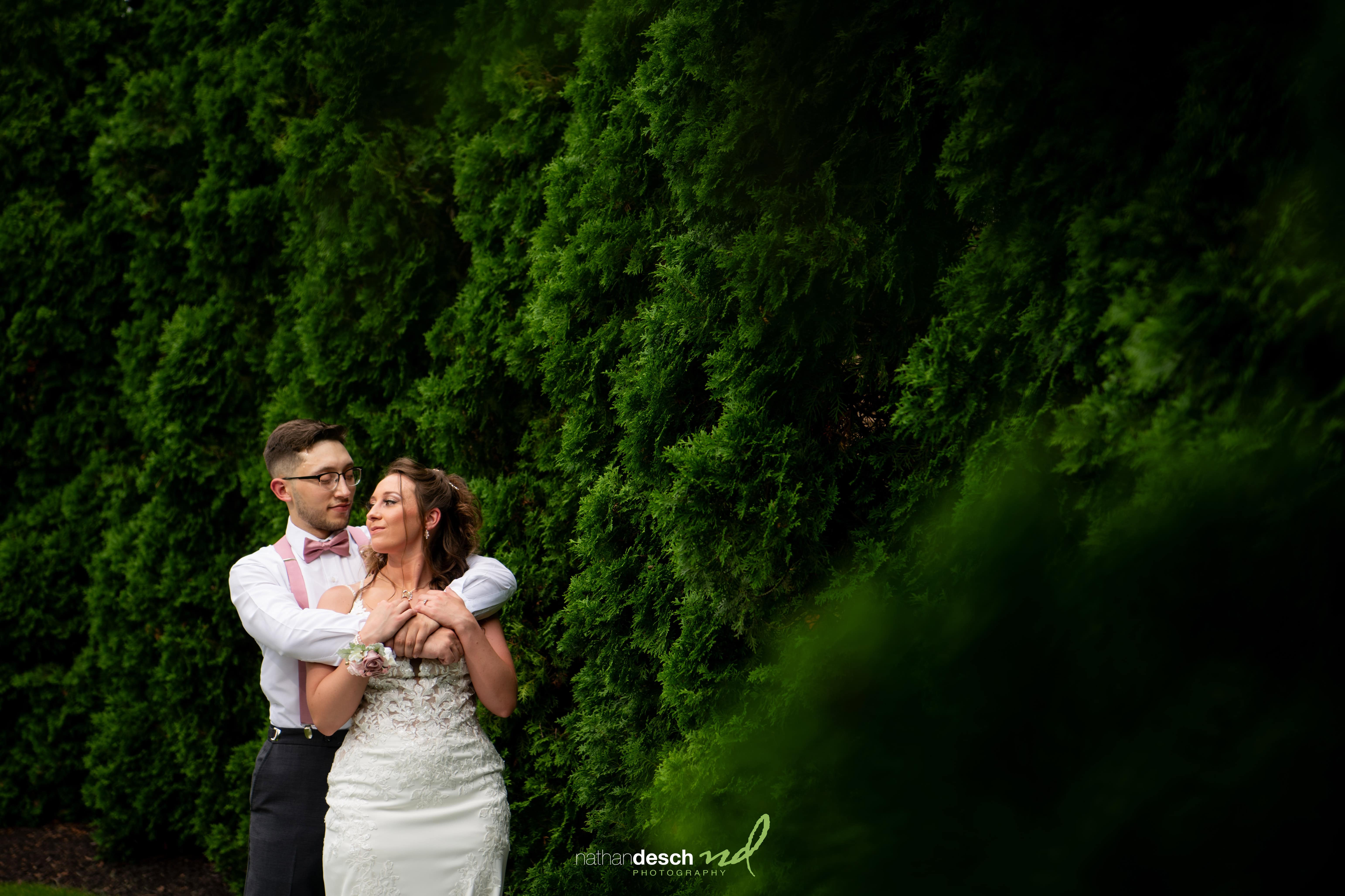 bride and groom portrait at bear creek