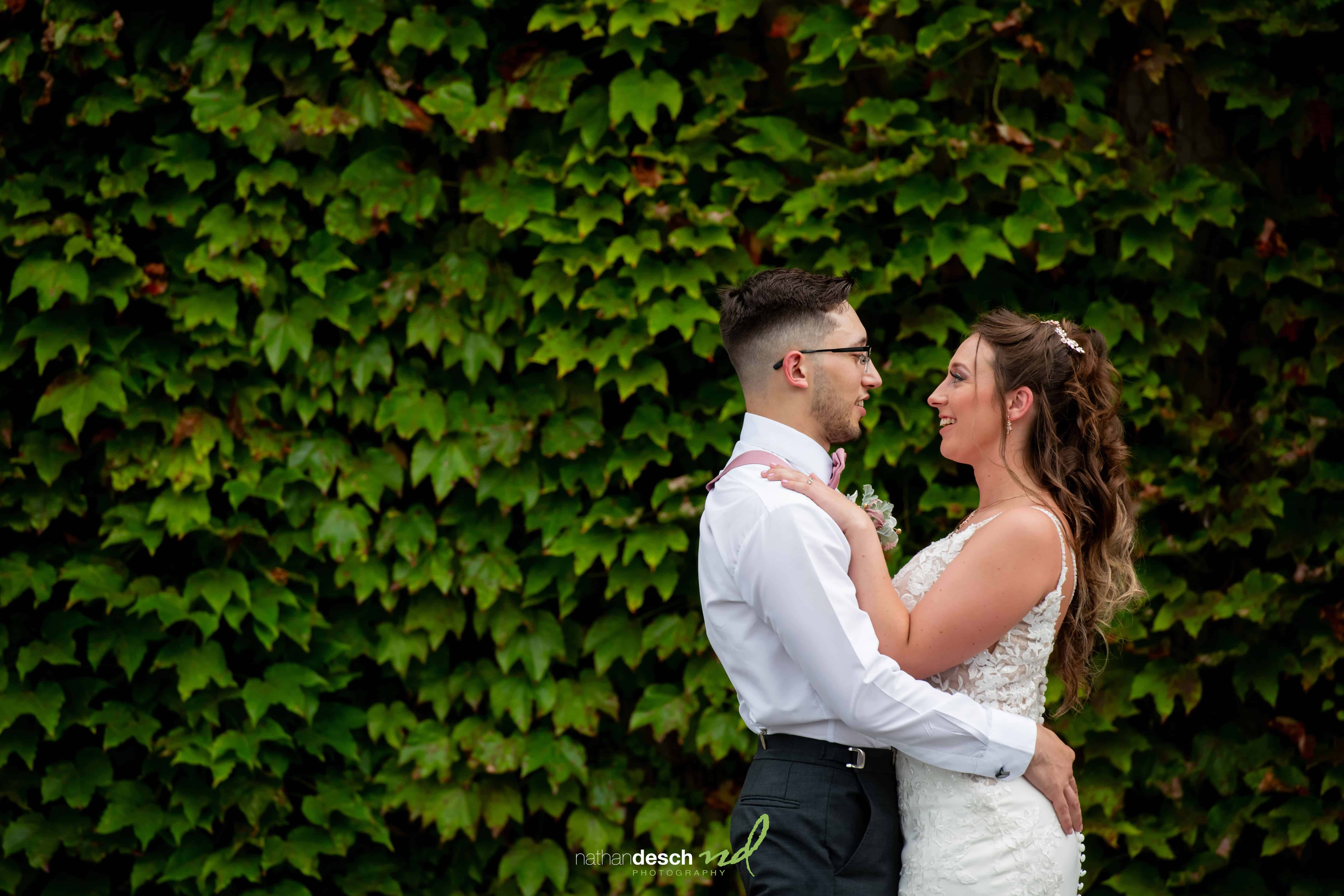 bride and groom portrait at bear creek