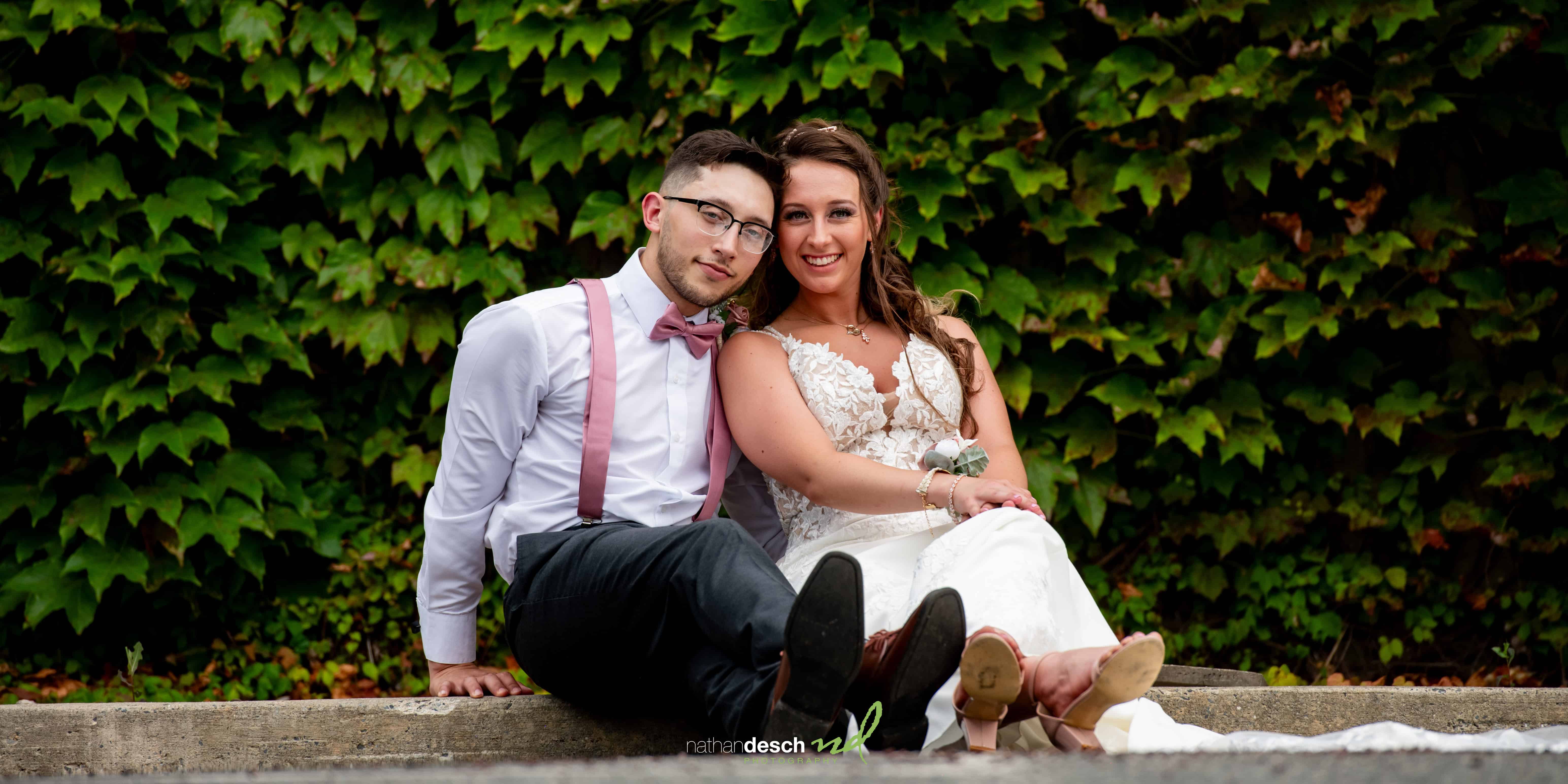 bride and groom portrait at bear creek