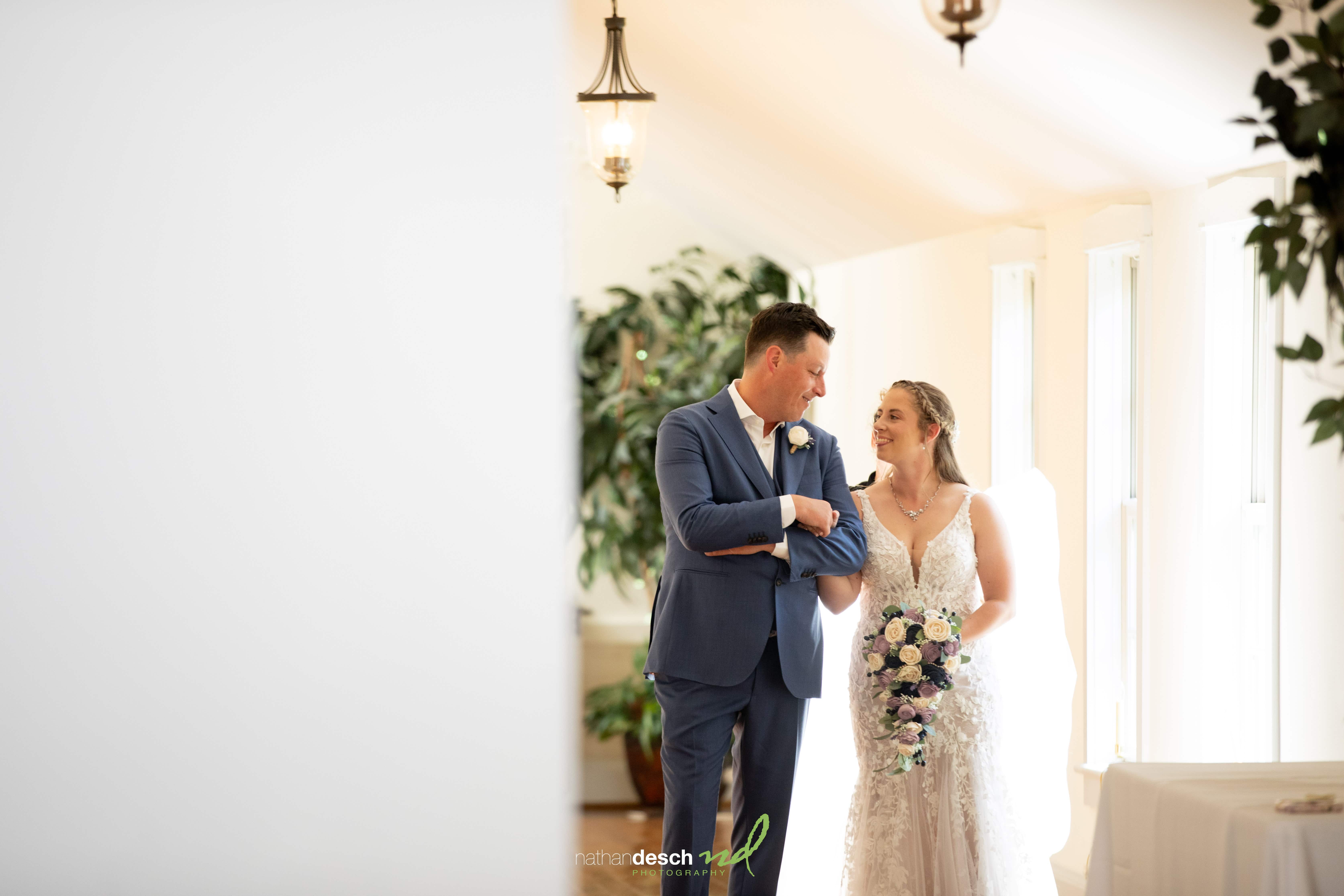 bride and brother before wedding ceremony