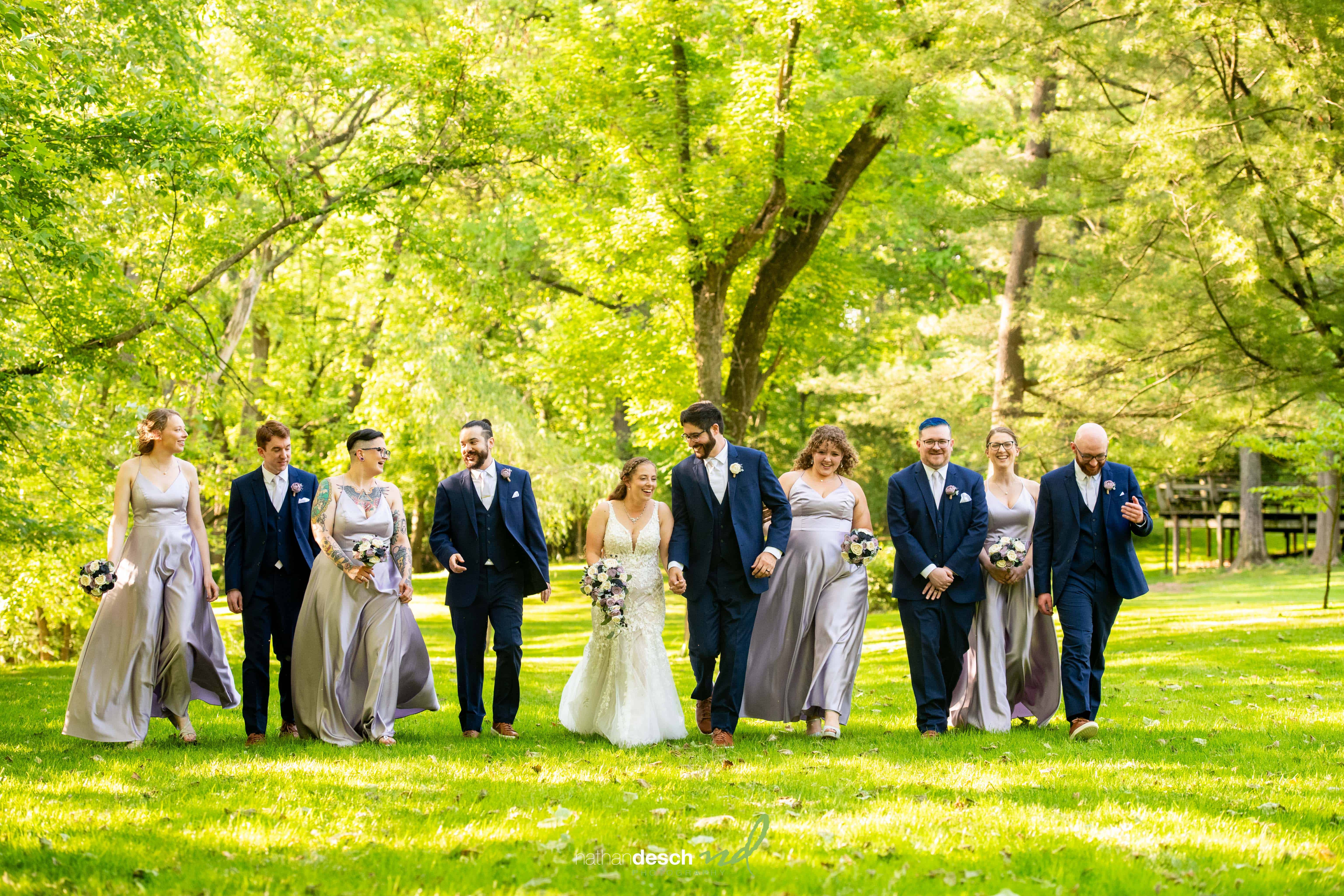 wedding party walking